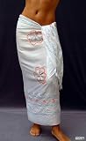 WHITE SARONG W/ TRIPLE EMBROIDERY