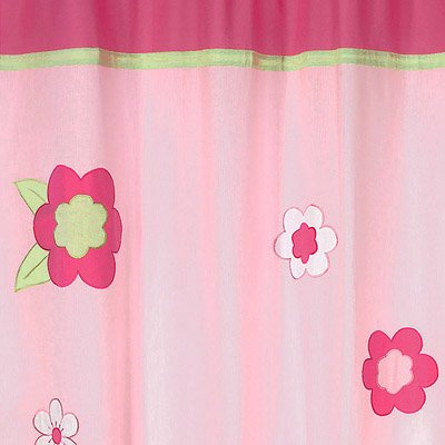 Pink and Green Flower Collection Kids Bathroom Fabric Bath Shower Curtain by Sweet Jojo Designs
