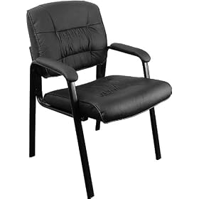 Guest Chair Visitors Chair - Contemporary Side Chair with Black Leather - BT-1404-GG by Flash Furniture