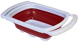Progressive International 6 Quart Collapsible Over-the Sink Colander, Red and White
