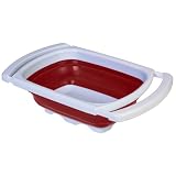 Progressive International 6 Quart Collapsible Over-the Sink Colander, Red and White