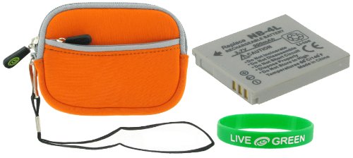 2n1 Neoprene (Orange) Sleeve Case and EN-EL10 Battery for Nikon Coolpix S4000 12 MP Digital Camera Red