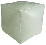 Faux Patent Leather White Foot Stool Bean Bag Cube Seat