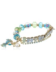 Betsey Johnson "Jewels of the Sea" Faceted Bead and Crab Charm Half Stretch Bracelet, 7.5"