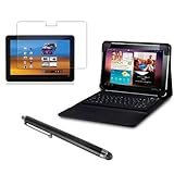 IMAGE OF WOWparts Wireless Bluetooth Keyboard with Leather Case+Screen Protector+Touch Screen Stylus Pen for Samsung Galaxy Tab 10.1 P7510
