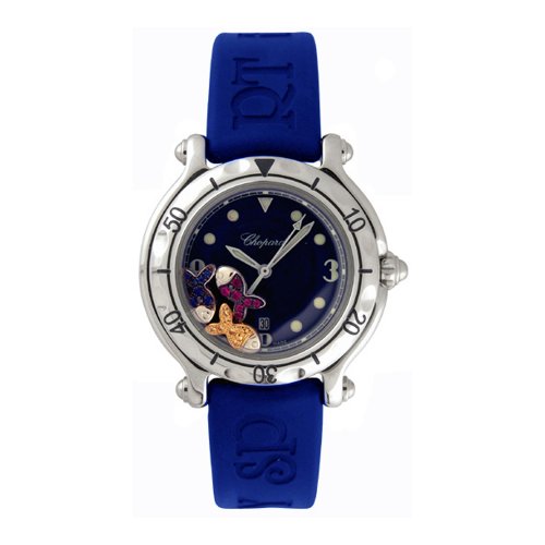 Best Price Chopard Women's 27/8921-402 Happy Beach Blue Rubber Watch