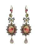 Michal Negrin Amazing Vintage Cameo Earrings with Swarovski Crystals Stones & Crystal Tear Drop - Made in Israel