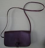 Leather Handbag Maroon Color with Shoulder Strap and Buckle fastener and Inside Zipper Compartment - Pre Owned