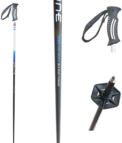 Ski Poles 100% Carbon Composite Graphite 52" = 132 cm- Zipline "Blurr" U.S. Freestyle Ski Team Official Ski Pole (Downhill / Mens / Womens / Kids / Junior)
