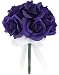 Purple Silk Rose Toss Bouquet - Bridal Wedding Bouquet