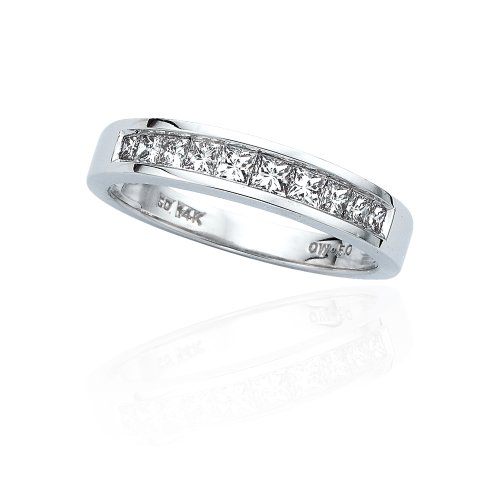 14K White Gold 1/2 ct. Princess Cut Diamond Wedding Band