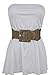 TFJ Women Fashion Green Stretch Belt Waist Hip Big Square Buckle Plus M L XL Beige