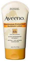 Aveeno Active Naturals Continuous Protection Sunblock Lotion SPF-55, 3-Ounce Tubes (Pack of 2)