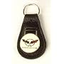 Corvette C5 Cloisonne Key Ring on Black Leather