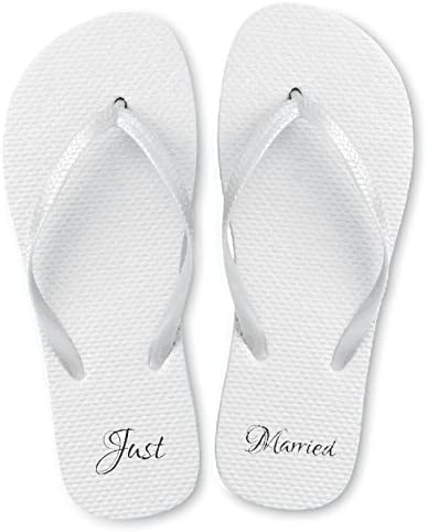 Just Married Wedding Flip Flop Sandals. Perfect for any Beach Wedding or Wedding Favor. Comes in Assorted Sizes of 20 or Individual Sizes. Size Small