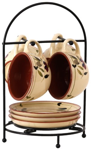 Lynns Olivares 9-Piece Cappuccino Cup and Saucer Set, Service for 4