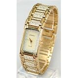 Geneve Gold Watch Mens Model GEN-1003 Gold-Tone Swiss-Quartz Watch with Austrian Crystals. 