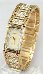 GENEVE Men's Gold-Tone Swiss-Quartz Watch with Austrian Crystals. Model GEN-1003