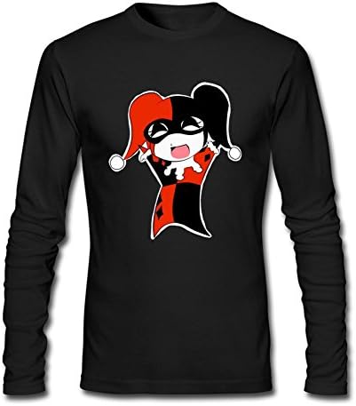 Housety Men's Harley Quinn Chibi Clown DC Design Long Sleeve Cotton T Shirt