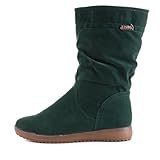 Damen Schuhe, STIEFEL, STIEFELETTEN WARM GEFÜTTERT, 8618-PA, Synthetik in hochwertiger Velour Leder Optik, Grün, Gr 40