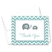 50 Cnt Grey Teal Chevron Elephant Baby Thank You Cards