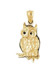 Dazzlers Solid 14k Gold Owl Charm Pendant Available in three colors from jewelsberry (weights: 2.9 grams only)