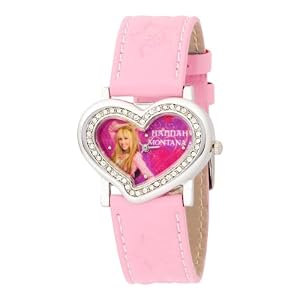 Hannah Montana Kids’ HHM384 Silver Stoned Out Heart Case Pink Strap Watch
