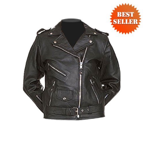 Biker Jackets - Women's Short Leather Biker Jacket LJ602