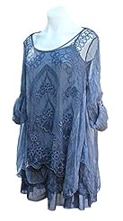 Vintage Lace Short Floral Print Silk/Viscose Tunic 