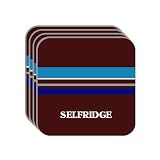 Personal Name Gift - SELFRIDGE Set of 4 Mini-Mousepad Coasters (blue design)