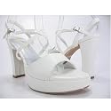 White Wedding Shoes Bridal Criss-cross Chunky Heels