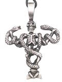 Anaconda Snake Skull Skeleton Pewter Pendant Necklace