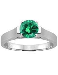 0.80 Ct Round Green SI1/SI2 Diamond 18K White Gold Solitaire Ring