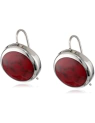 Sterling Silver Inlay Round Drop Earrings