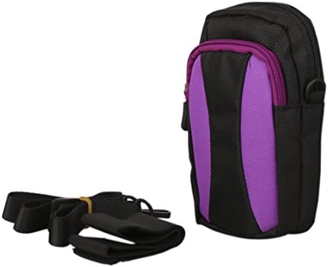 Kiwuu Multipurpose Luxury Nylon Universal Cross Body Shoulder Case Pouch Running Camping Arm Bag with Straps and Hook for All Kinds of Cell Phones Size up to 5.5"(black+purple)