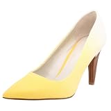  : Nine West Women's Aurra Pump,Yellow/Natural,5.5 M US