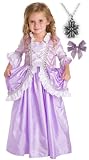 Rapunzel Princess Dress-up Costume LARGE (5-7) with wondercharms necklace and Hair Bow