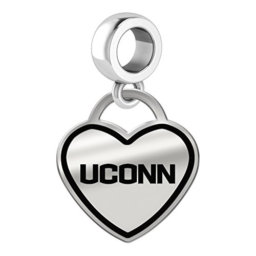 Connecticut Huskies Border Heart Dangle Charm Fits All Beaded Charm Bracelets