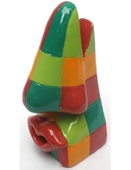 Picasso Art Style Lip Nose Eyeglasses Holder - Geometric Green Gold & Red by 