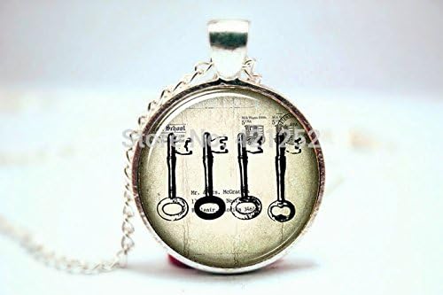 Pretty Lee 2015 Fashion Steampunk Key Art Pendant Steampunk Style Charm With Necklace Silver Plate Glass Photo Cabochon Necklace Christmas gift