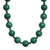 14k Yellow Gold 6mm and 18mm Malachite Beaded Necklace, 17