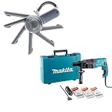 MAKITA HR2470T SDS Plus Rotary Hammer Drill 110v + Quick Change Chuck + 250mm SDS-Plus Scaling Chisel + BLACK & DECKER PV1825N Dustbuster Pivot Hand Vac