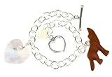 Bella Bracelet with Wooden Wolf and Brilliant Heart Charms