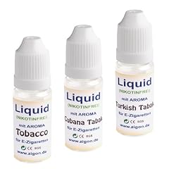 SPAR-SET - 3 x 10ml Liquid-Flaschen je 1x Geschmack Turkish Tabak, Cubana Tabak, Tobacco mit 0.0 mg Nikotin f�r elektrische Zigaretten - Garantiert Nikotinfrei - Orginal von ZIGON
