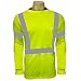 Global Glove GLO-008LS Polyester Class 3 Long Sleeve Safety T-Shirt with 3M Scotchlite Reflective, Large, Lime (Case of 50)