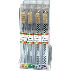 Kingsley Black/White Stripe Natural Bristle Tooth Brush - Soft