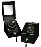 Black Wood Finish 2 Watch Winder With 3 Additional Watch