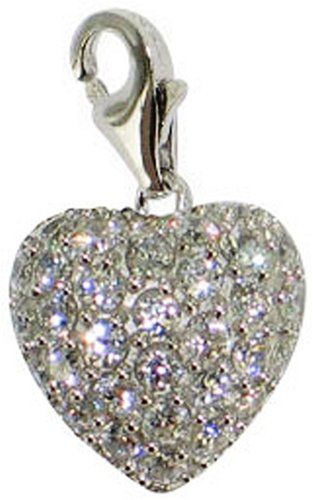 Chrysalis Sterling Silver Ladies Cubic Zirconia Heart Charm