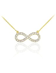 14k Yellow Gold Diamond Infinity Pendant Necklace