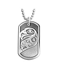 Sterling Silver Lovebirds Dog Tag Necklace Pendant. Made in USA.